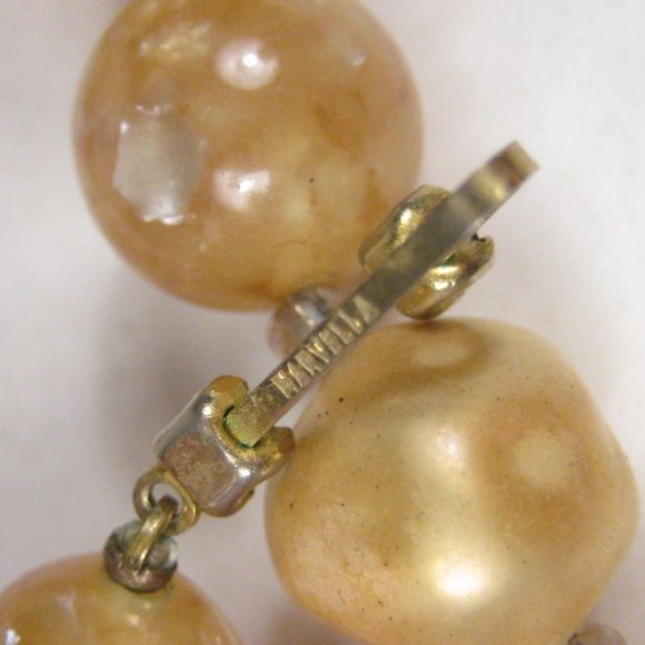 Marvella Iridescent Plastic Beaded Choker Gold Necklace 15 Inch Vintage 1950s - Picture 4 of 10